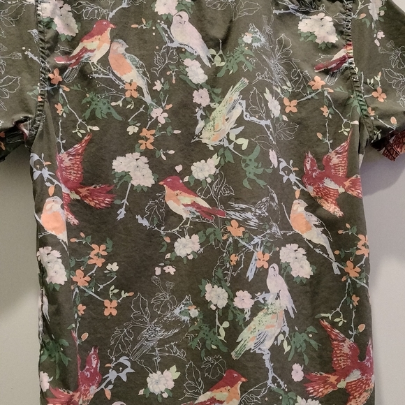 Men's American Heritage Dawson & Brooks Short Sleeve Button Up Bird Floral Shirt - Picture 4 of 4
